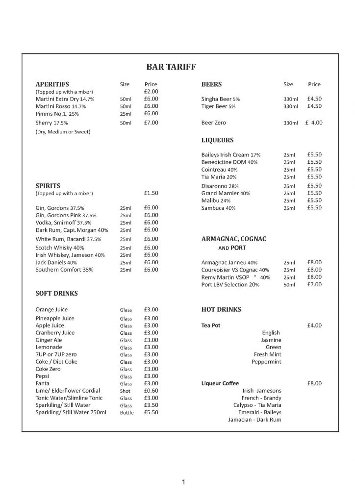 Bua Thai Bar List 2026